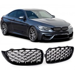 Sportgrill Nieren Set Schwarz glanz BMW 3er + M3 Limo 2013+