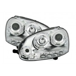 Angel Eyes + LED Scheinwerfer Chrom VW Golf 5